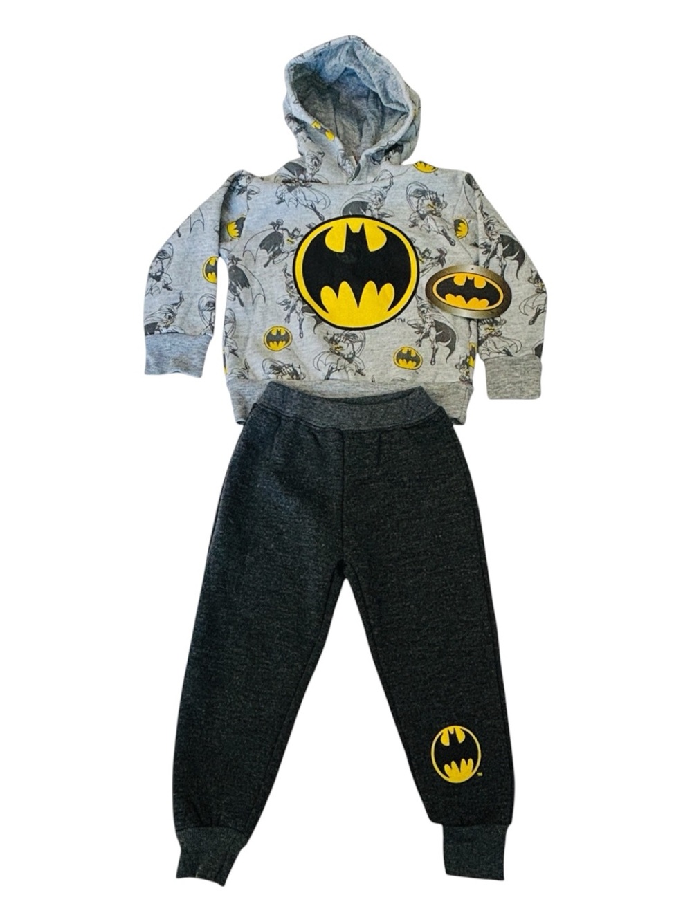 Batman Toddler Boys 2T Hoodie Jogger Pants Set Gray DC Comics 2 Piece Outfit New